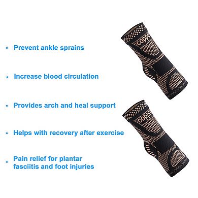 Pair Ankle Compression Sleeve Socks Ankle Brace Support Orange Black