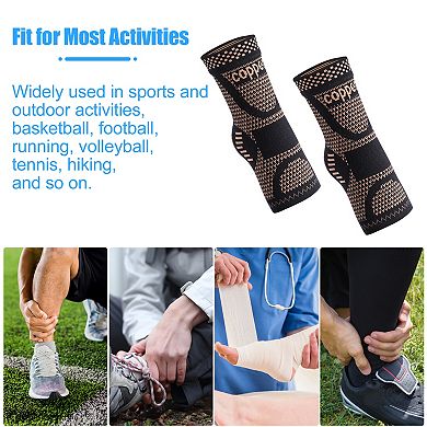 Pair Ankle Compression Sleeve Socks Ankle Brace Support Orange Black