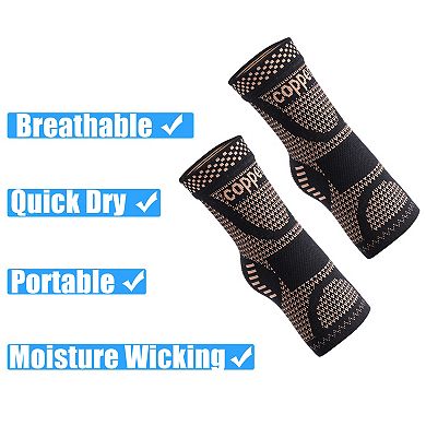Pair Ankle Compression Sleeve Socks Ankle Brace Support Orange Black