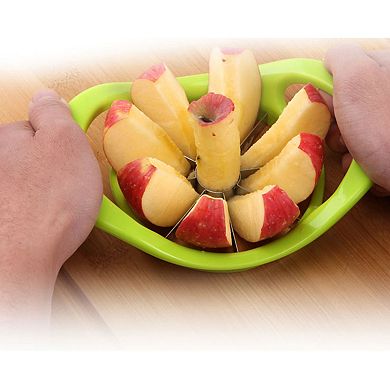 Household Kitchen Plastic Grip Pear Apple Friut Wedger Slicer Corer Cutter Green