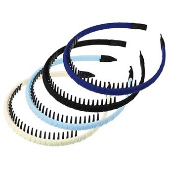 4 pc Women Teeth Comb Headbands Non-slip Hair Hoop Beige Black Green Blue