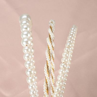 3pcs Fashion Faux Pearls Headbands Set Wedding Faux Pearl 
