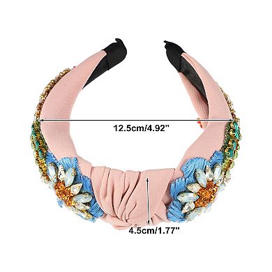Rhinestone Headband Vintage Flowers Rhinestone Flannel Wide Edge Headband