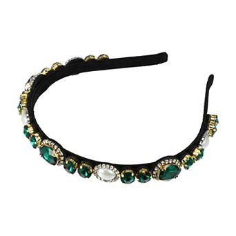 Rhinestone Headband Rhinestone Flannel Headband for Women 5.51"x0.79"