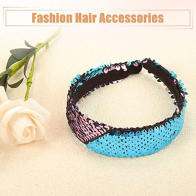 Sequin Headband Sparkle Headbands Shiny Elastic Fashion Headbands Pink Blue