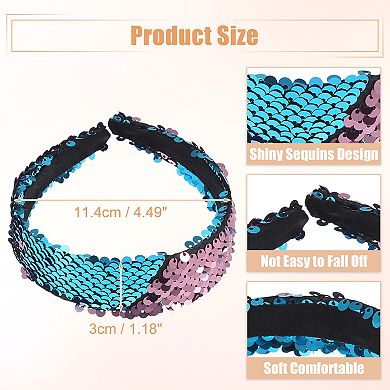 Sequin Headband Sparkle Headbands Shiny Elastic Fashion Headbands Pink Blue