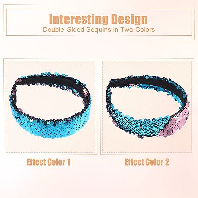 Sequin Headband Sparkle Headbands Shiny Elastic Fashion Headbands Pink Blue