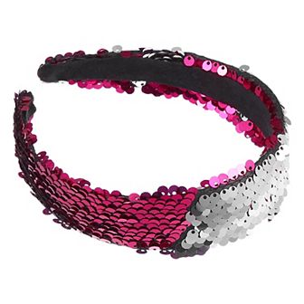 Sequin Headband Sparkle Headbands Shiny Elastic Headband Rose Red Silver Tone