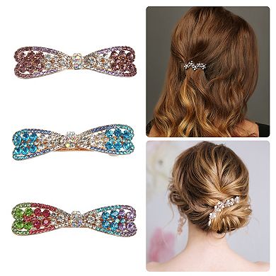 3 Pcs Hair Barrettes For Women Rhinestones Hair Clips