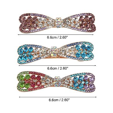 3 Pcs Hair Barrettes For Women Rhinestones Hair Clips
