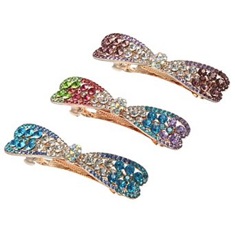 3 pc Hair Barrettes For Women Rhinestones Hair Clips