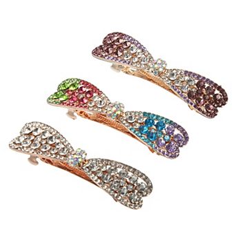 3 pc Hair Barrettes For Women Rhinestones Hair Clips