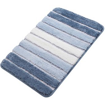 Microfiber Striped Bathroom Rugs Shaggy Soft Thick And Absorbent Bath Mat, 20" X 31"