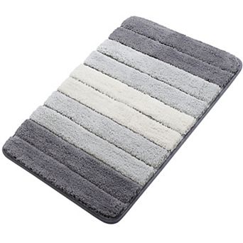 Microfiber Striped Bathroom Rugs Shaggy Soft Thick And Absorbent Bath Mat, 20" X 31"