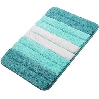Microfiber Striped Bathroom Rugs Shaggy Soft Thick And Absorbent Bath Mat, 20" X 31"