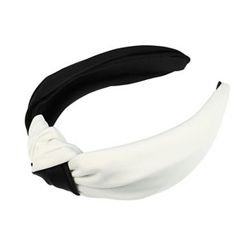 Top Knot Headband For Women Fashion Elastic Wide Hair Hoop Black White