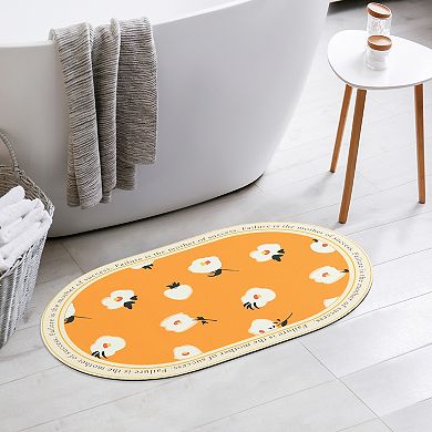 Rubber Non-Slip Quick Dry Rugs Washable Oval Floor Bath Mat, 20" x 32"