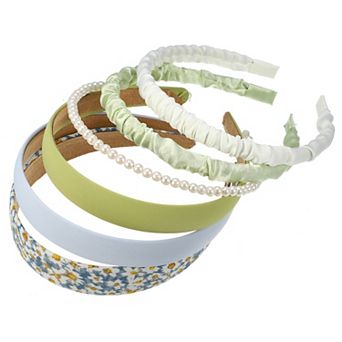 6 pc Fashion Headbands Set Pearl Hair Accessories For Women Party Colorful