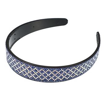 1 pc No Slip Rhinestone Wide-brimmed Headband Blue 4.45"x0.98" Classic Style