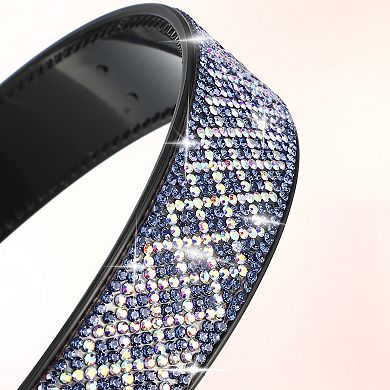 1pcs No Slip Rhinestone Wide-brimmed Headband Blue 4.45"x0.98" Classic Style