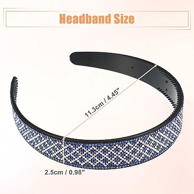 1pcs No Slip Rhinestone Wide-brimmed Headband Blue 4.45"x0.98" Classic Style