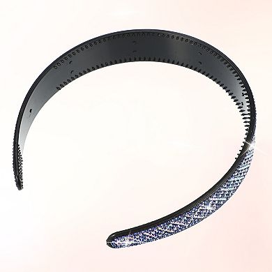 1pcs No Slip Rhinestone Wide-brimmed Headband Blue 4.45"x0.98" Classic Style