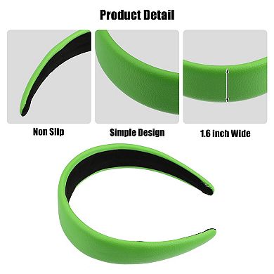Faux Leather Headband Hairband For Women 1.6 Inch Wide