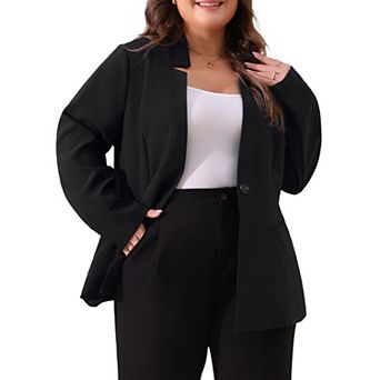 Women's Plus Size Button Long Sleeve Office Work Business Suit Blazer Jacket