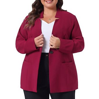 Women's Plus Size Button Long Sleeve Office Work Business Suit Blazer Jacket