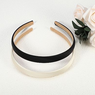 2 Pcs Solid Simple Satin Headbands Accessories For Women 0.63"