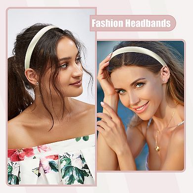 2 Pcs Solid Simple Satin Headbands Accessories For Women 0.63"