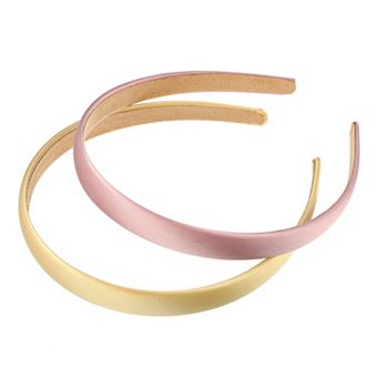 2 pc Solid Simple Satin Headbands Accessories For Women 0.63"