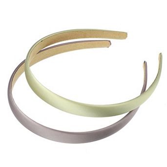 2 pc Solid Simple Satin Headbands Accessories For Women 0.63"
