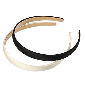 2 pc Solid Simple Satin Headbands Accessories For Women 0.63"