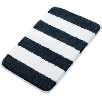 Microfiber Striped Bathroom Rugs Shaggy Soft Thick Water Absorbent Bath Mat, 20" X 31"