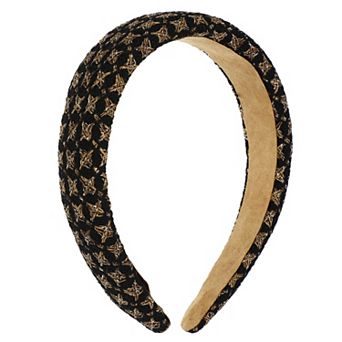 Tweed Padded Headband Fashion Hairband For Woman Knitted Check Pattern