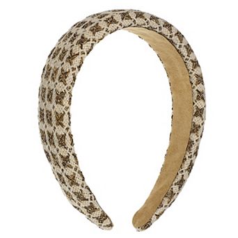 Tweed Padded Headband Fashion Hairband For Woman Knitted Check Pattern