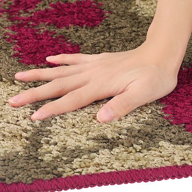 Checked Washable Plush Shaggy Bath Mat , 16" X 24"