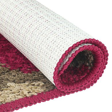 Checked Washable Plush Shaggy Bath Mat , 16" X 24"