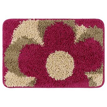 Checked Washable Plush Shaggy Bath Mat , 16" X 24"