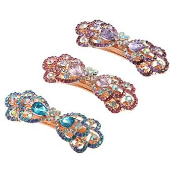 3 pc Hair Barrettes Sparkly Rhinestones Hair Clips