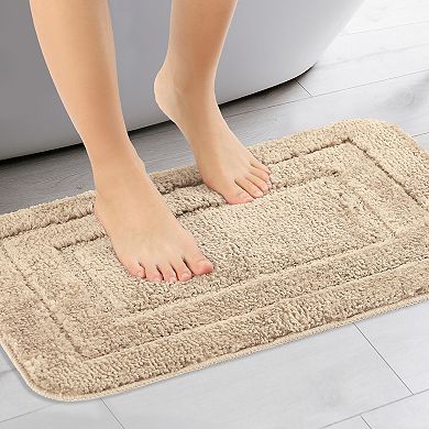 Soft Absorbent Non Slip Plush Bath Rug Machine Washable Dry Bath Mat For Bathroom Floor, 16" X 24"
