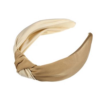 Top Knot Headband For Women Fashion Elastic Wide Hair Hoop Beige Brown