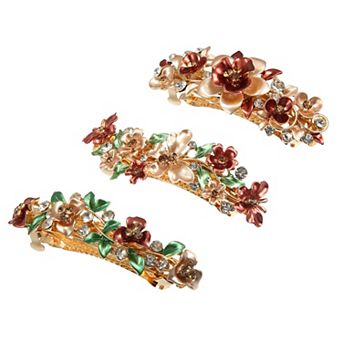 3 pc Hair Barrettes For Women Hair Clips Rhinestones Hairpin