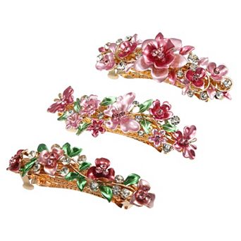 3 pc Hair Barrettes For Women Hair Clips Rhinestones Hairpin