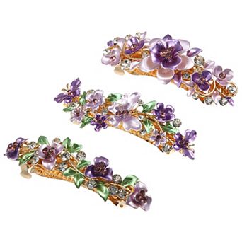3 pc Hair Barrettes For Women Hair Clips Rhinestones Hairpin