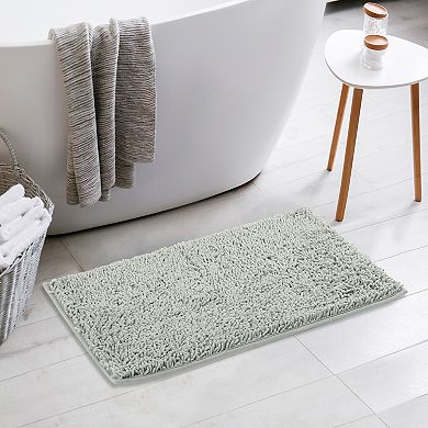 Washable Non-slip Soft Fluffy Shag Plush Bath Mat , 20" X 32"