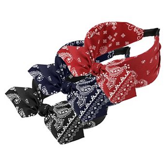 3 pc Bow Knotted Wide Headbands Fashion For Girl 2.28" Width