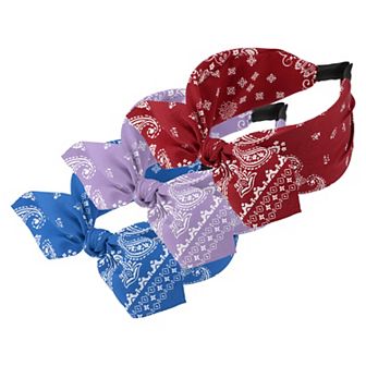 3 pc Bow Knotted Wide Headbands Fashion For Girl 2.28" Width