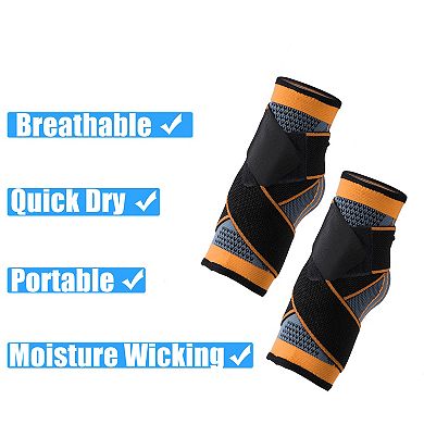 Pair Ankle Compression Sleeve Adjustable Ankle Brace Wrap Support
